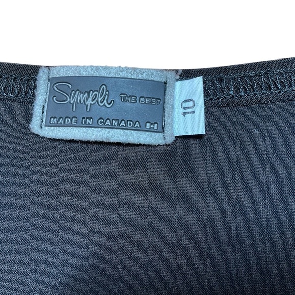 SYMPLI Black Vee Neck Asymetrical Tunic / Mini Dress MADE IN CANADA US Sz 10 - Picture 6 of 10